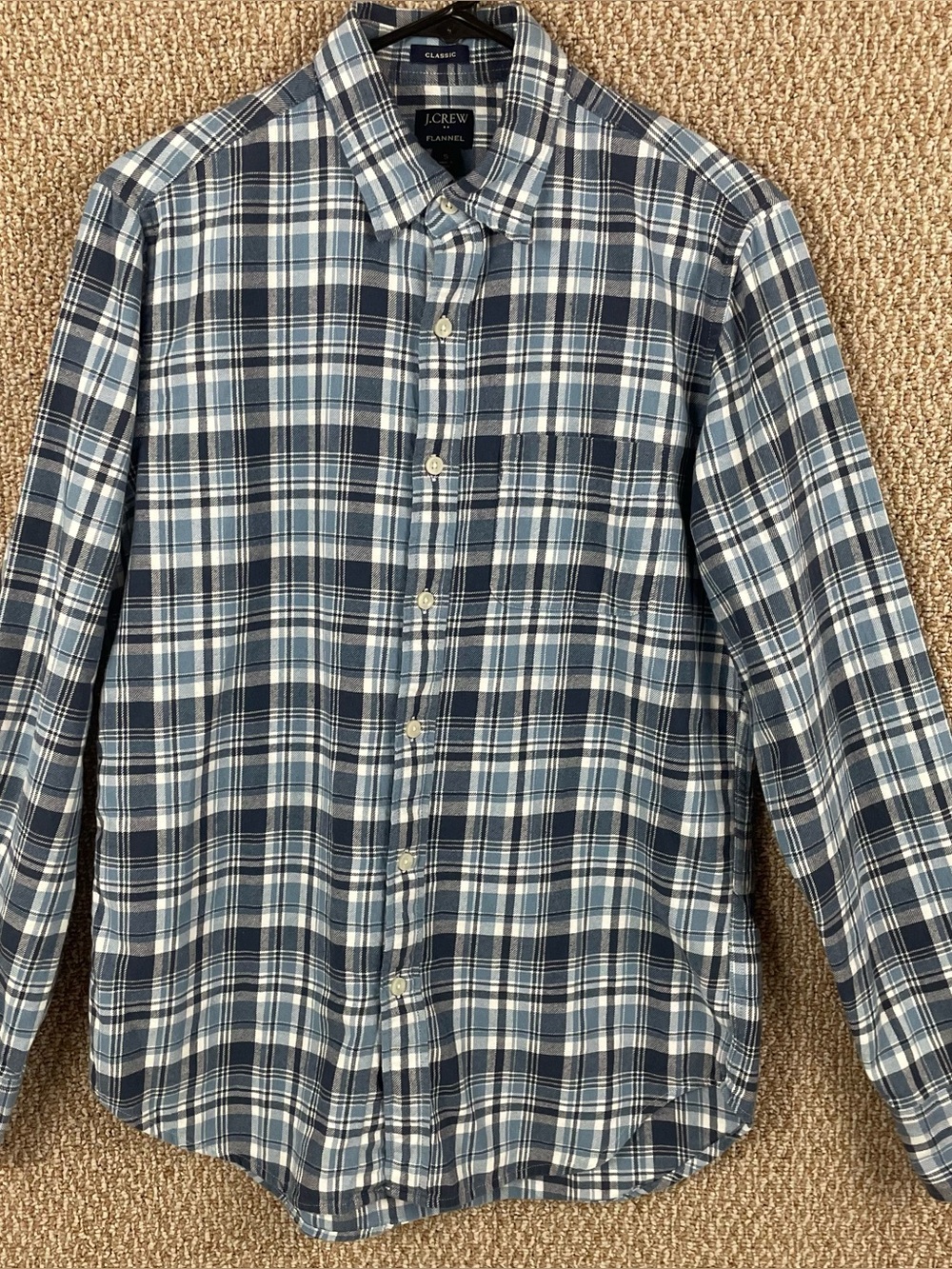 J Crew Shirt Men's Small Classic Fit Blue Plaid Flannel 100% Cotton 202